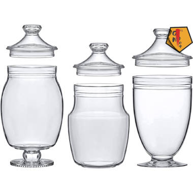 4 Piece Clear Glass Apothecary Jar Set (Set of 4) Willa Arlo Interiors