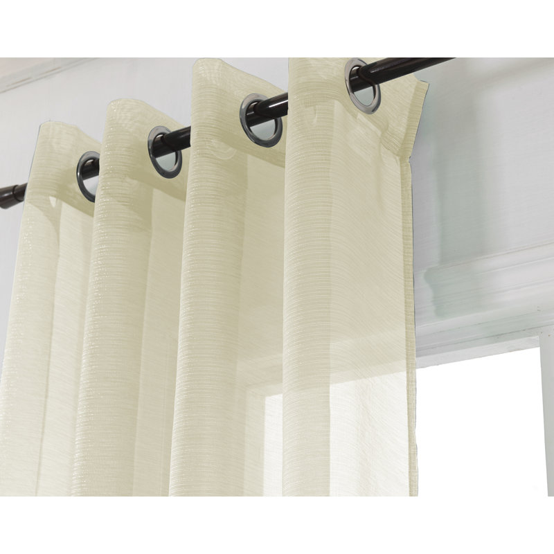 Agathla Sheer Grommet Single Window Curtain Panel, Beige, 54" W x 84" L
