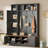 Versatile 3-In-1 Hall Tree With 6 Hooks, Farmhouse Walnut Storage Bench With Adjustable Shelves, 55"W Modern Entryway Coat Rack With Multiple Storage Space For Mudroom, Living Room-480561255