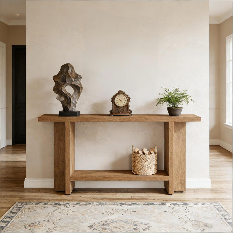 Table de canapé à double couche avec rangement, table de couloir, console