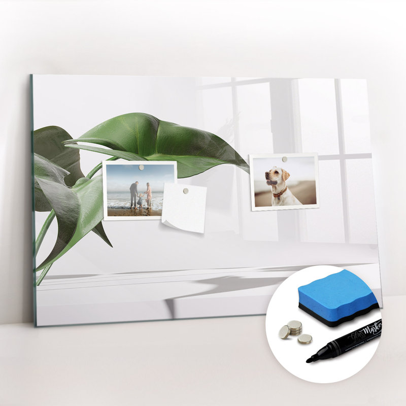 Magnetic Memo Board Whiteboard - 60 x 40 cm - Includes Marker and Magnets - Abstract leaves