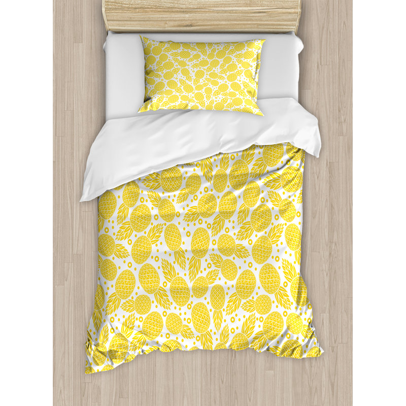 Coastal Polyester Floral Duvet Cover, Twin