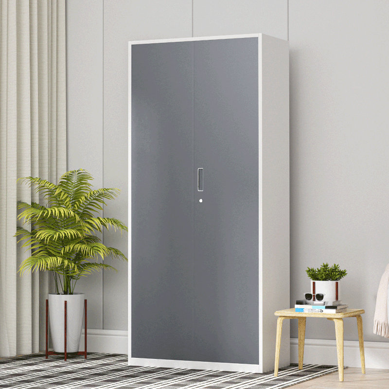 Metal Storage Cabinets With Lock, 71" H x 31.5" W x 15.75" D, Gray/White