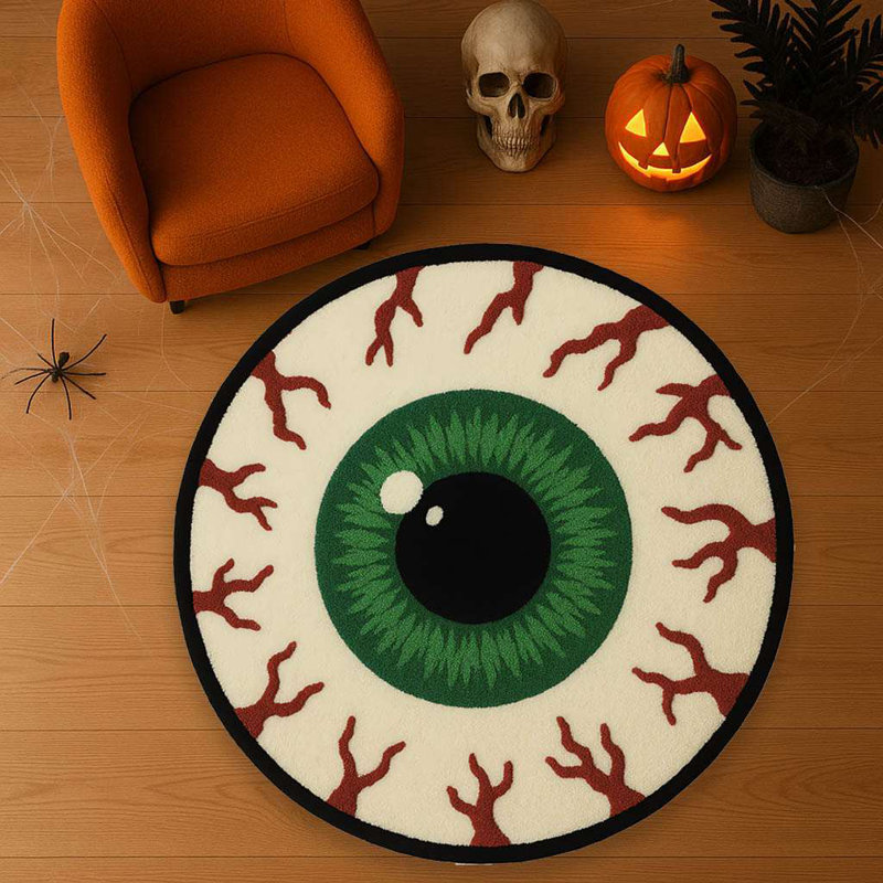 Tapis rond Macabre Stare Green Eyeball Novelty, Rond 3 pi 11 po