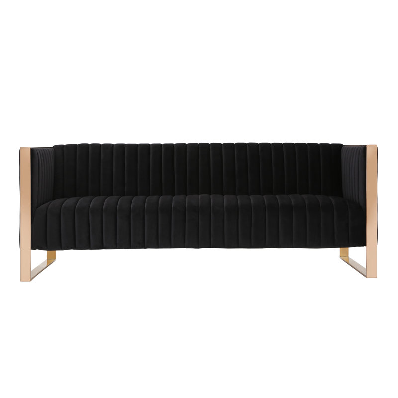 Trillium 83.07'' Upholstered Sofa, Black Velvet