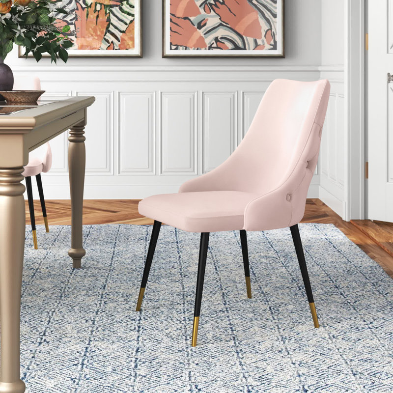 Adorn Button-Tufted Velvet Dining Chair, Pink
