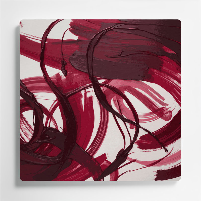«Lyrical Abstraction 36», art mural en métal rouge, H 32 po x l 32 po