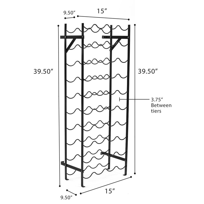 40-Bottle Freestanding Wine Rack Stand, 39.5" Tall, 39.5" H x 15" W x 9.5" D