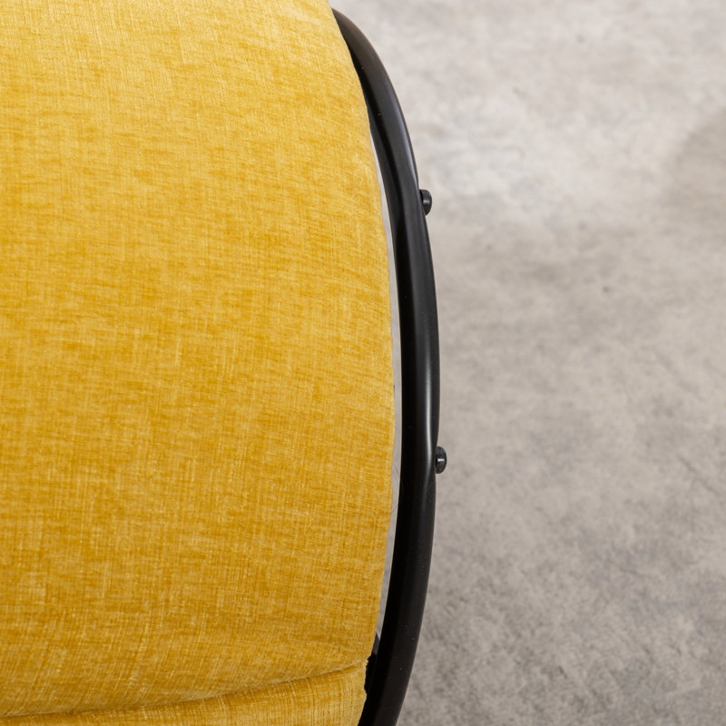 Fabric Swivel Accent Armchair Barrel Chair With Powder Coating Metal Ring, Yellow Chenille