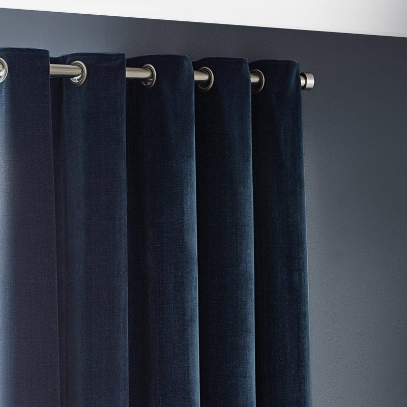 Heavy Chenille Room Darkening Eyelet Curtains, Navy, 229cm Width x 137cm Drop