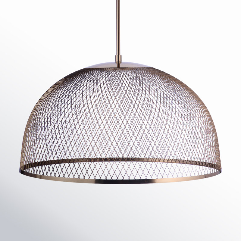Luminaire suspendu en forme de dôme à 1 lumière DEL, Laiton satiné