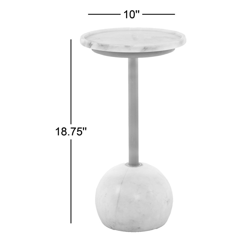 Viola Marble End Table, Polished White