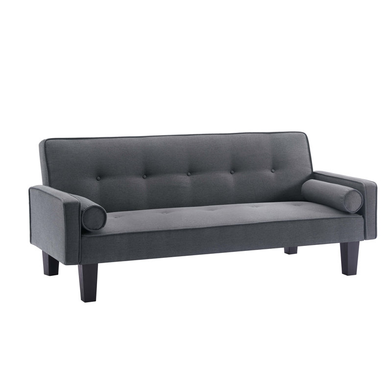Canapé-lit à accoudoirs carrés 12,68 po, Mélange de polyester brun