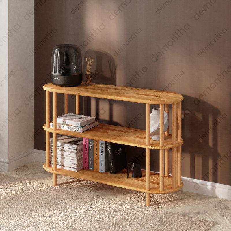 Kyoto Short Bookshelf, Solid Wood Bookcase for Bedroom and Home Office, (3 Shelves) 29.9"H x 47.2"W x 15"D