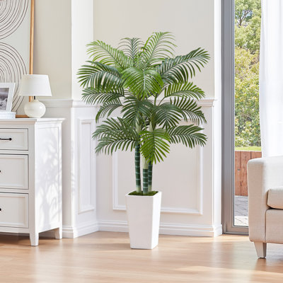Palmier artificiel artificiel avec plante blanche Areca