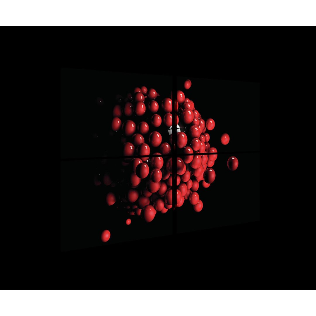 4-tlg. Leinwandbilder-Set Rote Glänzende Kugeln Cluster