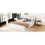 Grand lit plateforme tapissier - blanc, conception classique avec construction, sans sommier, épaisseur de matelas de 8 po 10 po, structure grand lit de 81 po de longueur, bois massif +, largeur de 66 po-1207838154