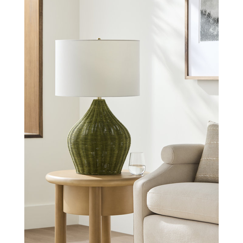 Lampe de table Bernth, Vert, Blanc