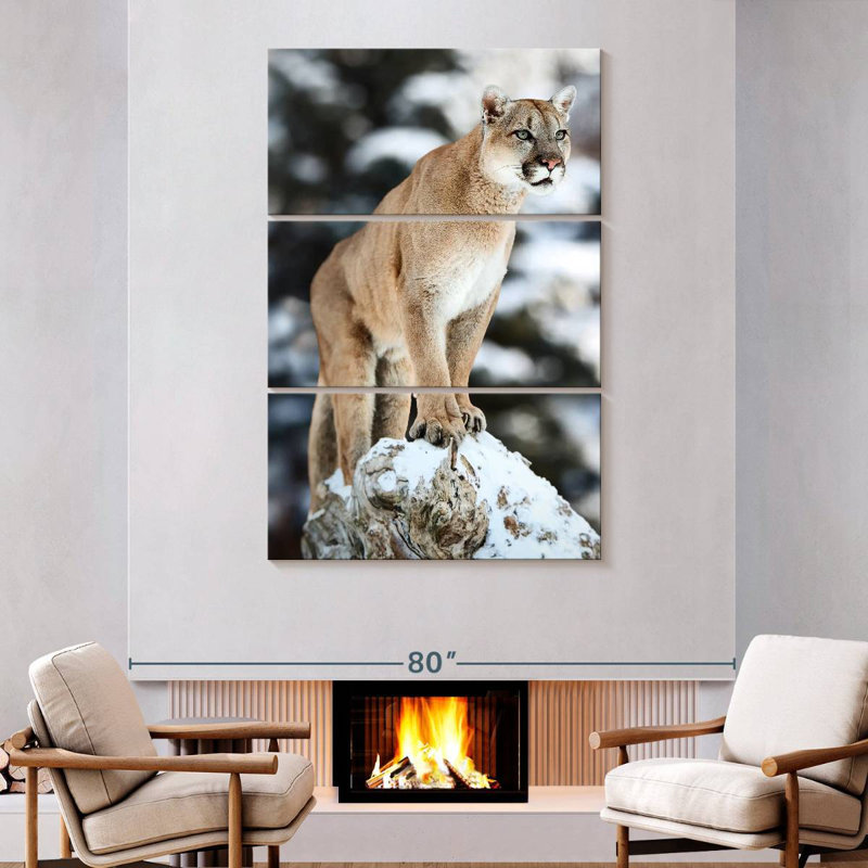 Brampt Winter Forest Cougar, 74" H x 48" W