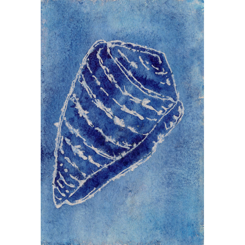 Cerulean Shells II - Painting, Wrapped Canvas, 46cm H x 30cm W
