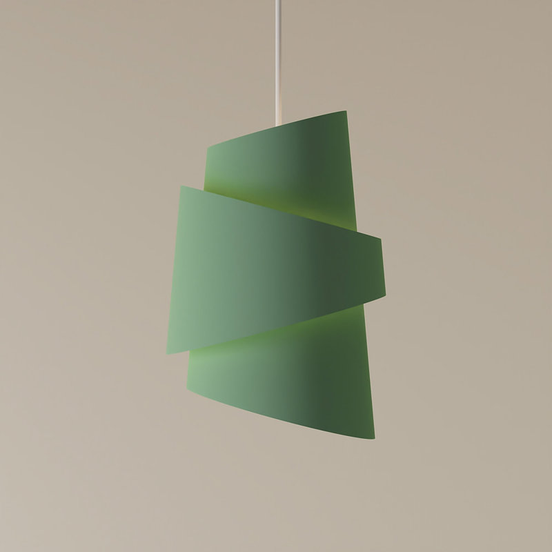 Croissant Pendant Light, Sage, White
