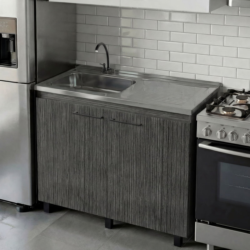 Napoles Utility Sink Complete With Faucet Included, Freestanding Base With Legs, Laundry Tub With Deep Stainless Steel Basin, Modern Multi-Purpose Sink For Kitchen, Laundry Or Utility Room
