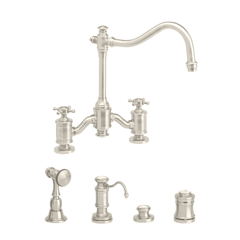 Annapolis Bridge Faucet - Cross Handles, Polished Nickel