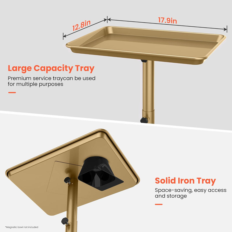 42"H X 18" W Utility Cart With Wheels, Gold