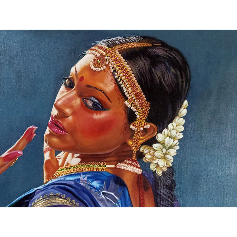 Bharatnatyam Dancing Lady | Peinture acrylique sur toile par Arun Kumar