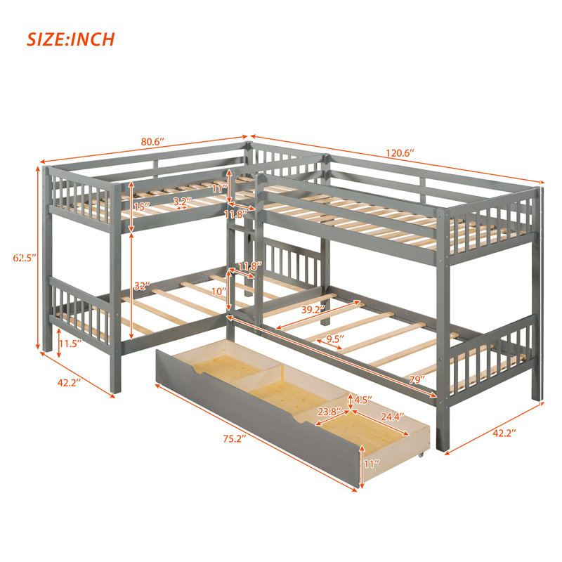 Jaquline Platform Storage Bed, Gray