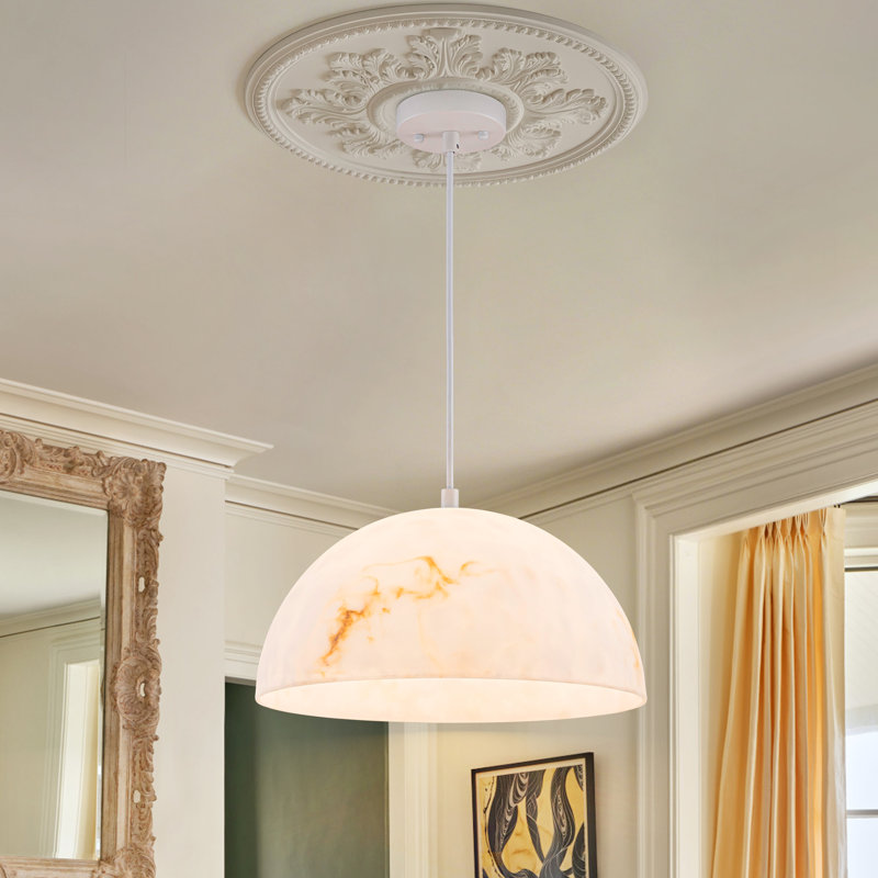 Luminaire suspendu en forme de dôme à 1 lumière en albâtre 1 lumière