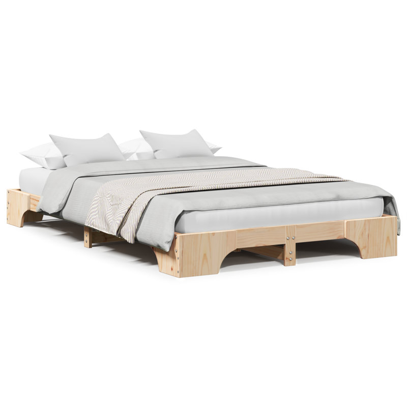 Bed Frame Solid Pine Wood, Natural, Double (4'6)