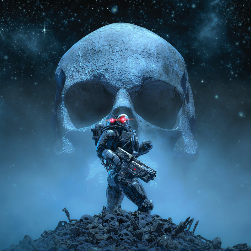 Soldat crâne lune, H 36 po x l 36 po