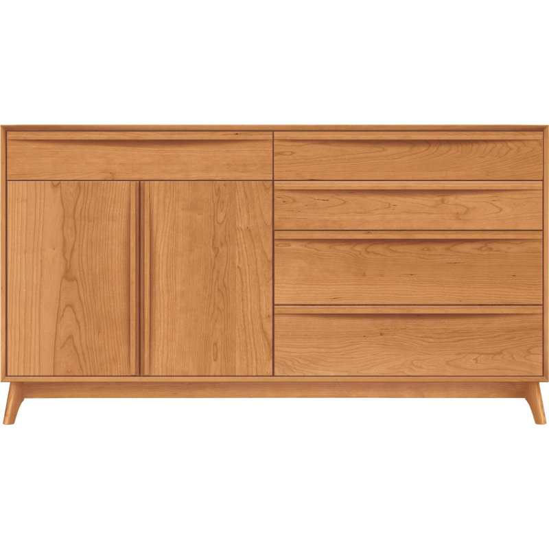 Catalina Solid Wood 66.13'' W 5 - Drawer Dresser, Cherry, Right
