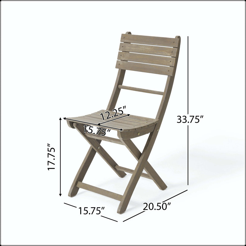 Chaise de salle à manger pliante en bois d'acacia avec finition huilée résistante aux intempéries (ensemble de 2), Grey
