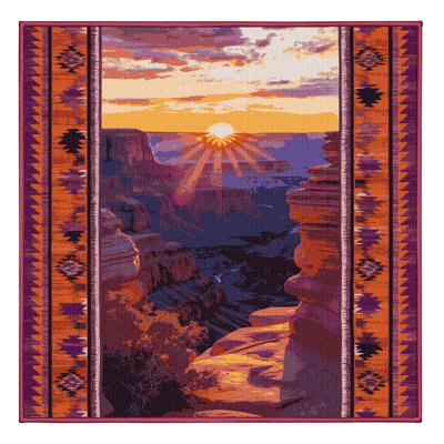 Washable Canyon Sunrise Southwestern Area Rug
