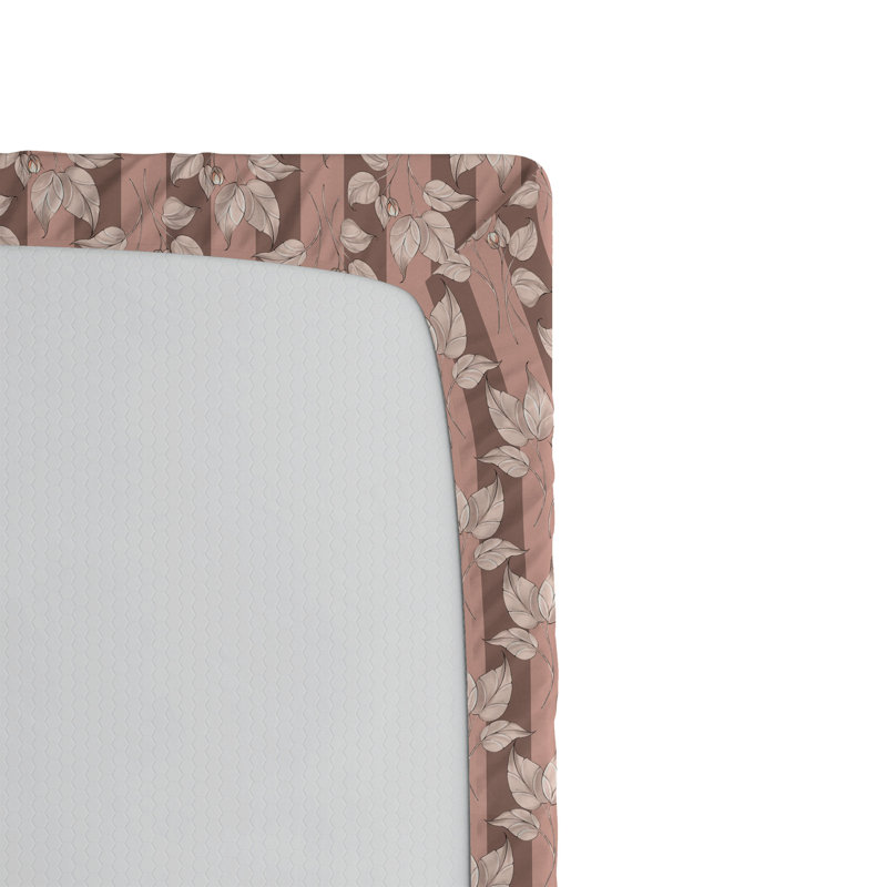 Ambesonne Nature Fitted Sheet Leaves Botanical Style Art, Blush/Pale Mauve/Taupe Floral, King Fitted Sheet