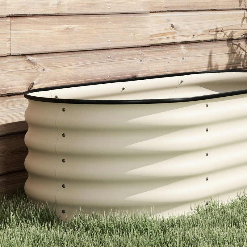 7.9' X 2' 1.4' Galvanized Metal Raised Garden Bed, Outdoor Planter Box With Edge, For Growing Multiple Plants, Cream - 93" L 22.5" W 16.5" H, Elevated Flower, Herb & Veggie Planting,