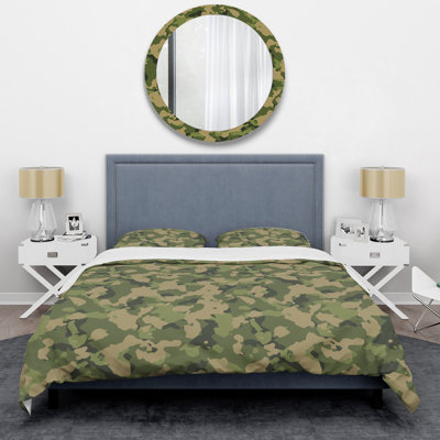 Green Woodland Camouflage Camouflage Duvet Cover