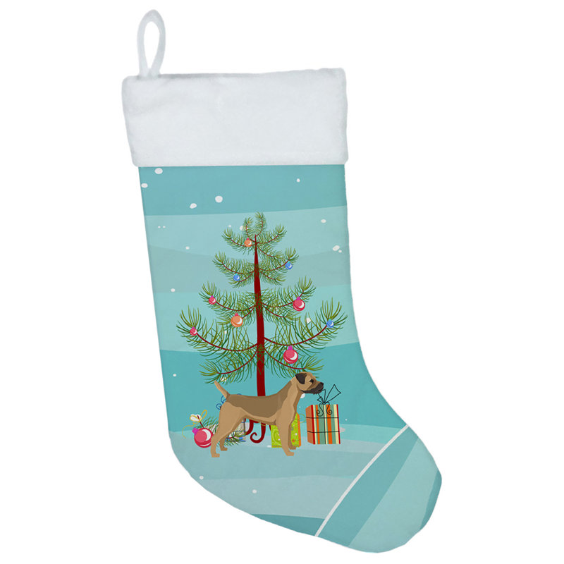 Chaussette de noël joyeux de noël, Terrier border brun