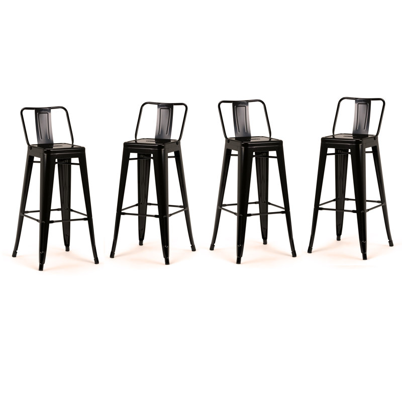 30" Metal Bar Stool, 4, Black