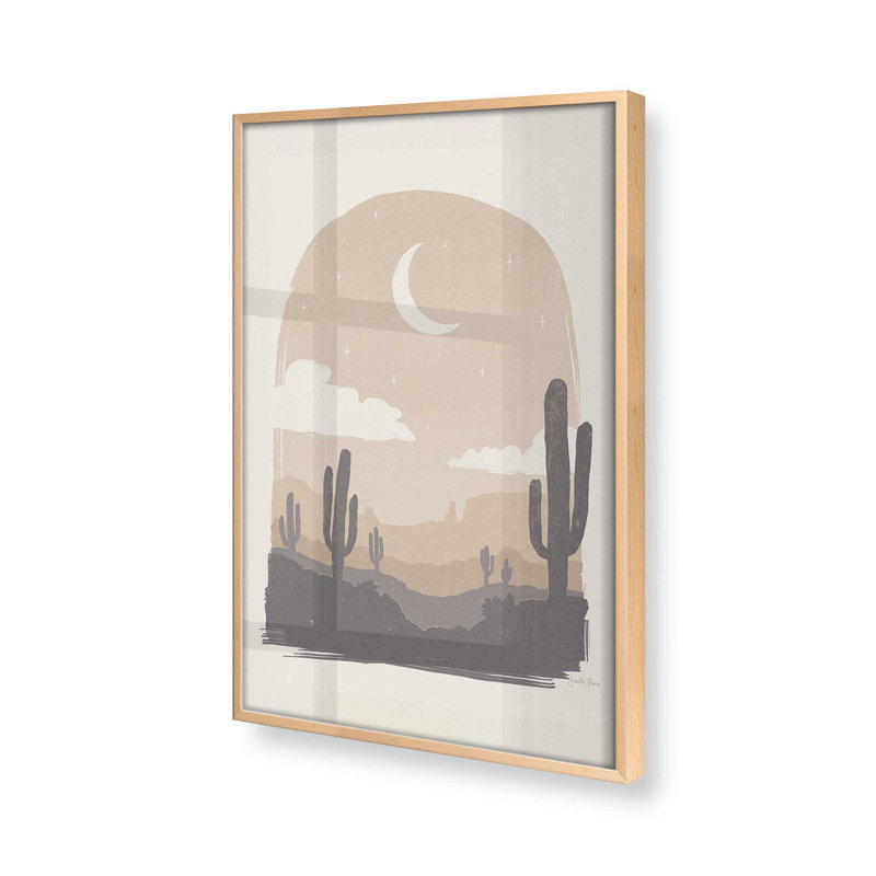 Reproduction sérénade pâle de la lune du désert sur papier mat d'archives, Érable brut, H 11 po x l 9 po