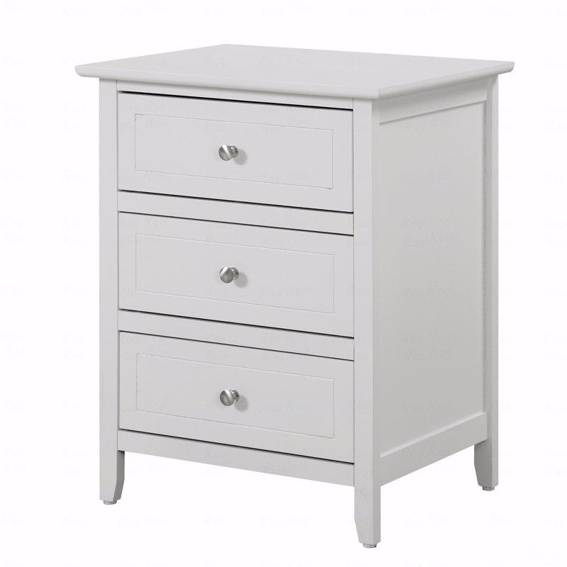 Versatile Transitional Nightstand With Three Drawers, White
