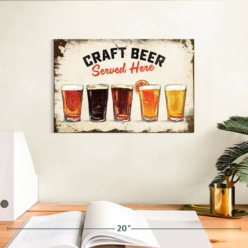 Plaque murale rétro «Craft Beer», H 8 po x l 12 po