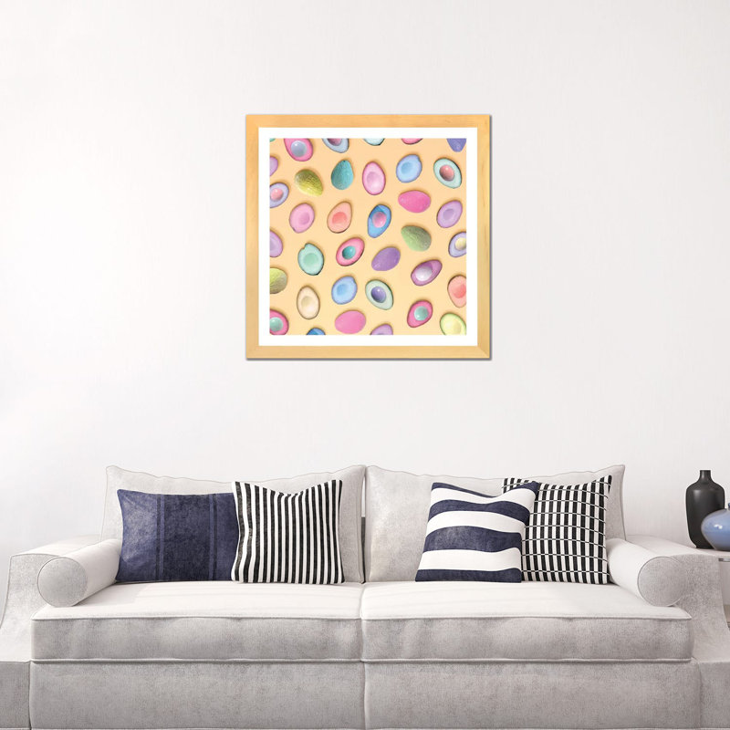 Pastel Avocados par Erin Summer - impression d'art graphique, Toile avec cadre en bois beige, Blanc