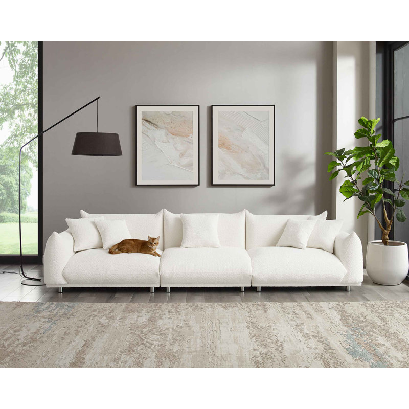 Canapé Arnya , H 29,1 po x l 124,5 po x P 37,4 po, 4, Bouclé blanc crème