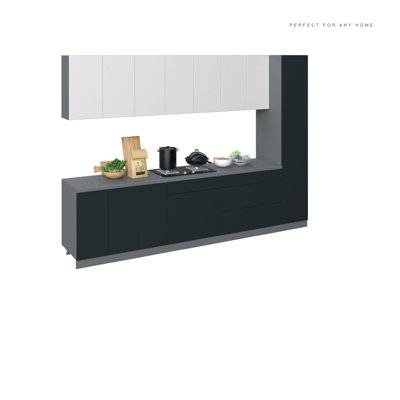 WALLKITCHENS FK-METROPOLITAN Panneau de fibres à densité moyenne (panneau de fibres à densité moyenne) l 132 x P 24 x H 96 ne s'applique pas à la cuisine complète en noir et blanc brillant 
