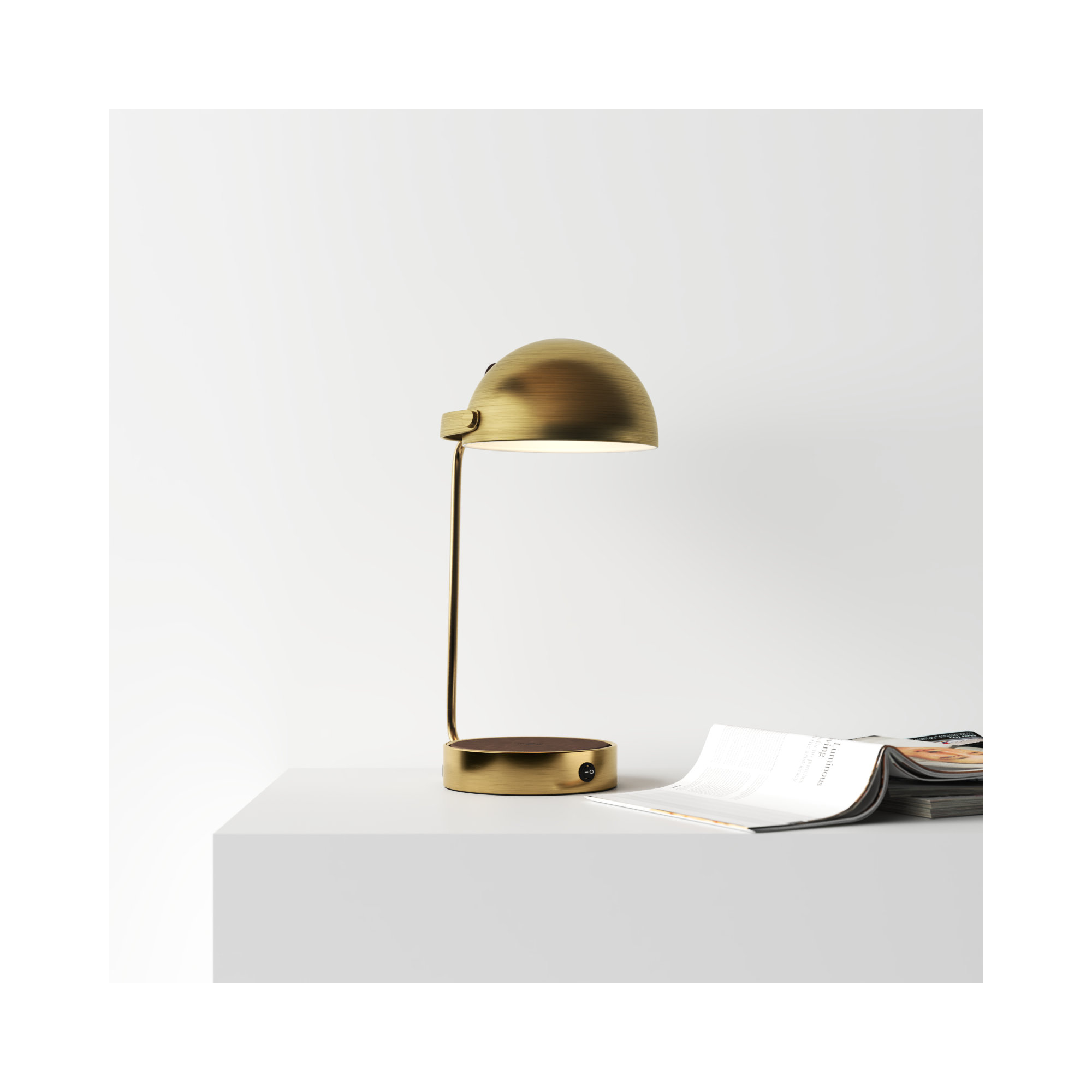 Ramona Metal USB Desk Lamp, Antique Brass, Antique Brass/Brown