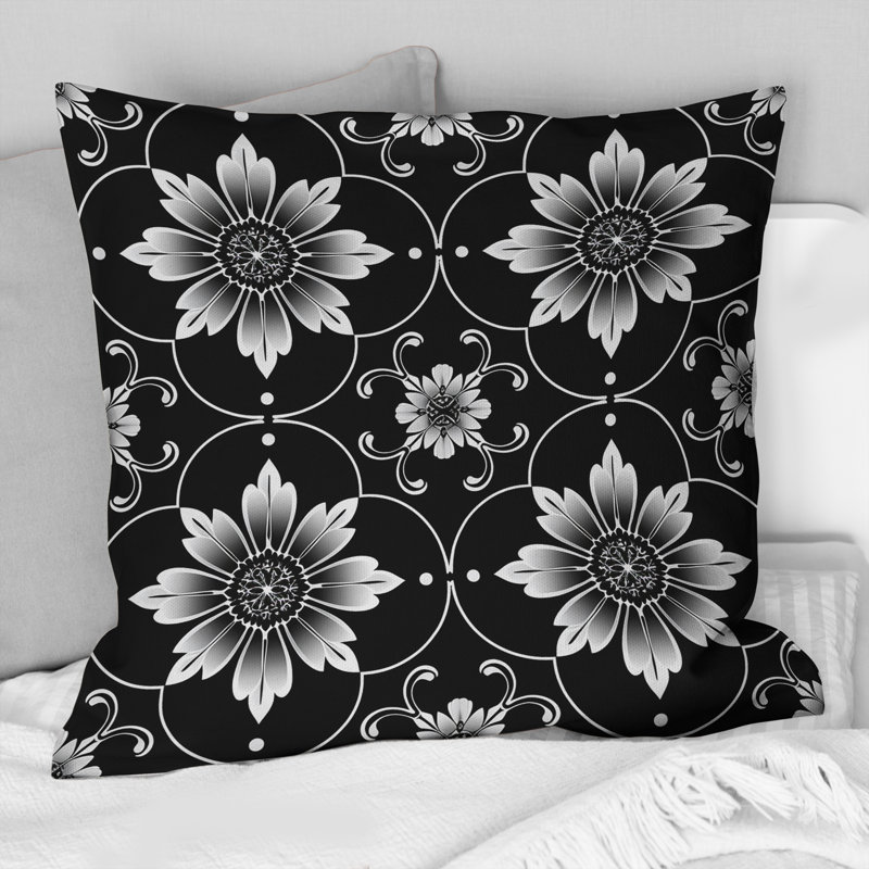 Coussin Mid-Century noir et blanc quadrilobe Mid-Century, H 18 po x l 18 po