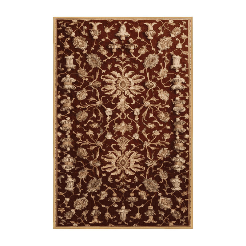Tapis brun français lavable à la machine, Rectangle 8 pi x 10 pi